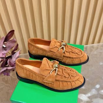 Bottega Veneta Astaire Loafers with Gold-Tone Knot Buckle in Suede Light Brown 2026 843945 (MD-260226113)