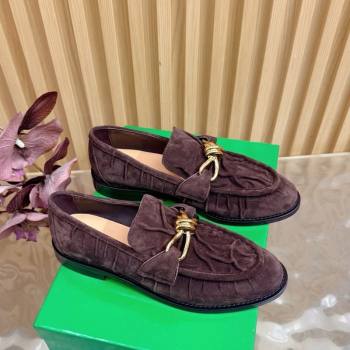 Bottega Veneta Astaire Loafers with Gold-Tone Knot Buckle in Suede Fondant Brown 2026 843945 (MD-260226115)