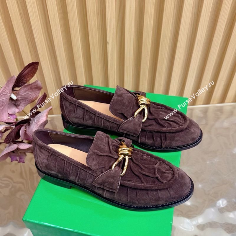 Bottega Veneta Astaire Loafers with Gold-Tone Knot Buckle in Suede Fondant Brown 2026 843945 (MD-260226115)