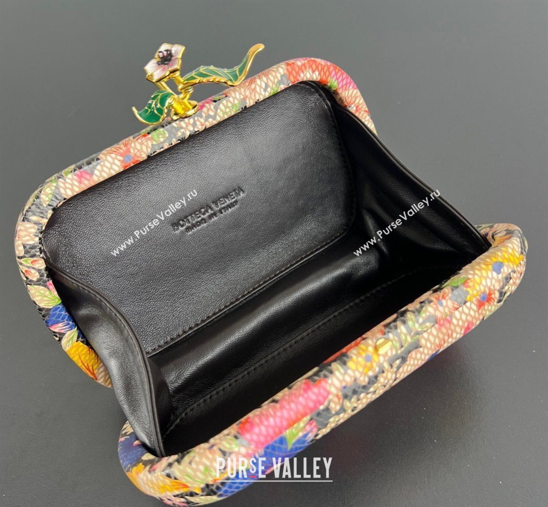 Bottega Veneta Knot Clutch with Flower Clasp in Leather Pink/Orange/Yellow 2026 BV040166 (WT-260401011)