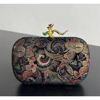 Bottega Veneta Knot Clutch with Flower Clasp in Jacquard Velvet Gold/Red/Blue/Black 2026 BV040161 (WT-260401012)