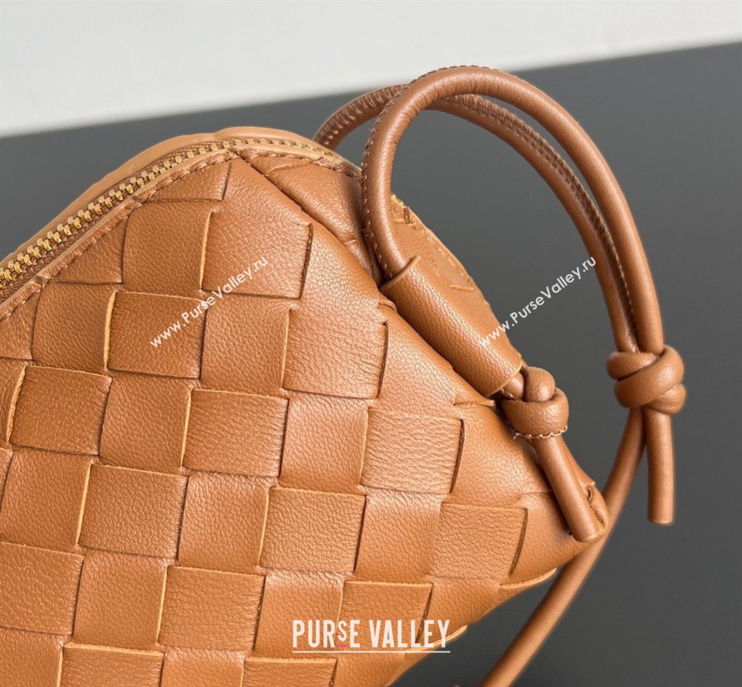 Bottega Veneta Intrecciato Leather Concert Pouch Mini bag Amber Brown 2026 794258 (WT-260401001)