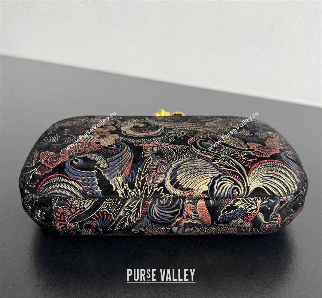 Bottega Veneta Knot Clutch with Flower Clasp in Jacquard Velvet Gold/Red/Blue/Black 2026 BV040161 (WT-260401012)