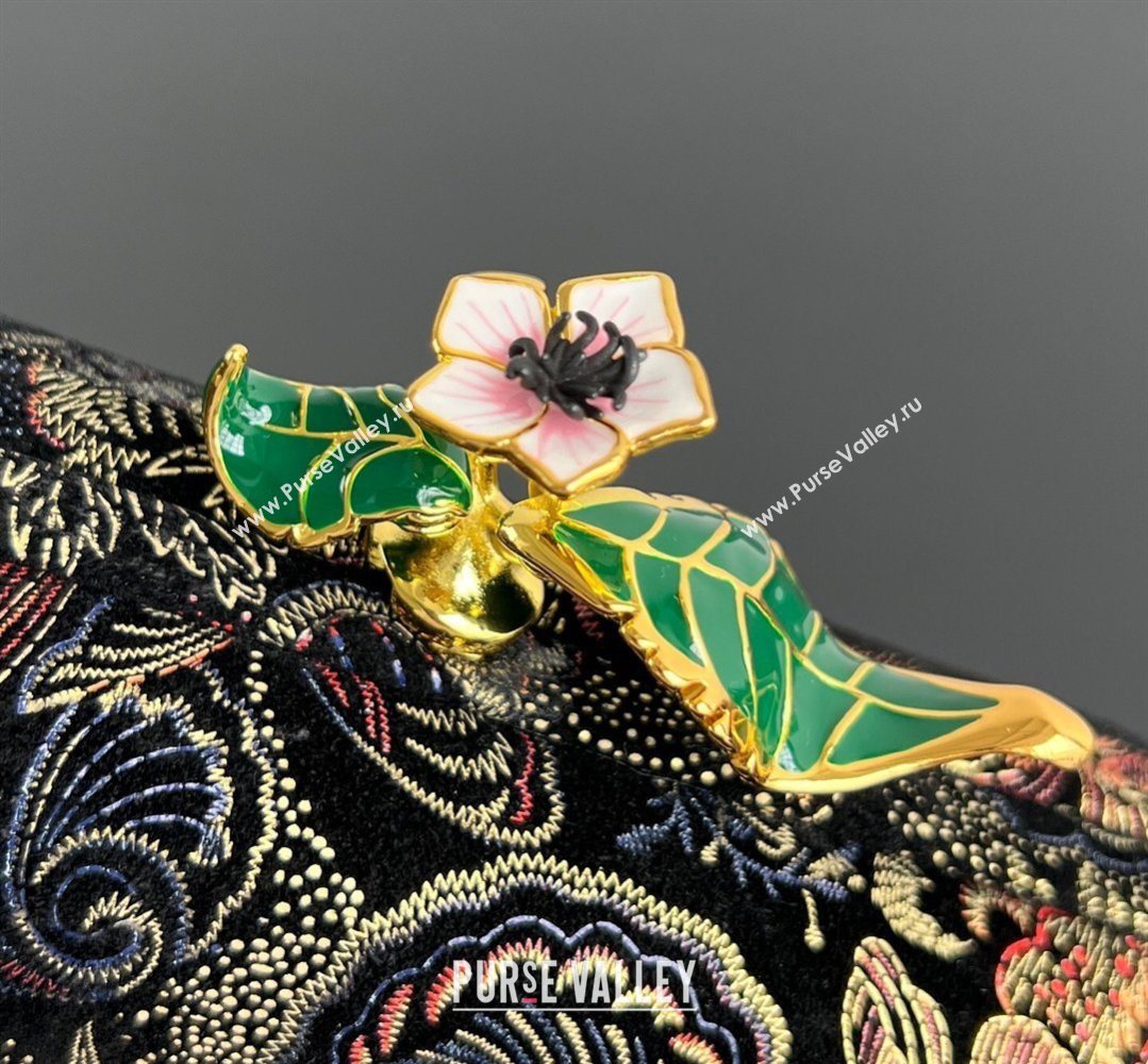 Bottega Veneta Knot Clutch with Flower Clasp in Jacquard Velvet Gold/Red/Blue/Black 2026 BV040161 (WT-260401012)