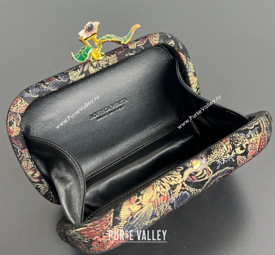 Bottega Veneta Knot Clutch with Flower Clasp in Jacquard Velvet Gold/Red/Blue/Black 2026 BV040161 (WT-260401012)