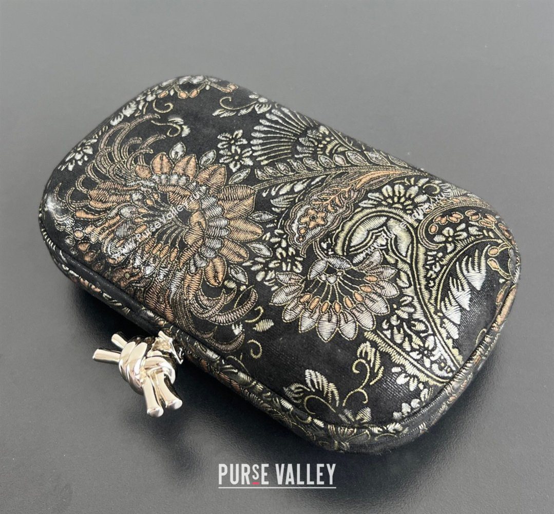 Bottega Veneta Classic Knot Clutch in Jacquard Velvet Gold/Silver/Black 2026 BV040165 (WT-260401008)