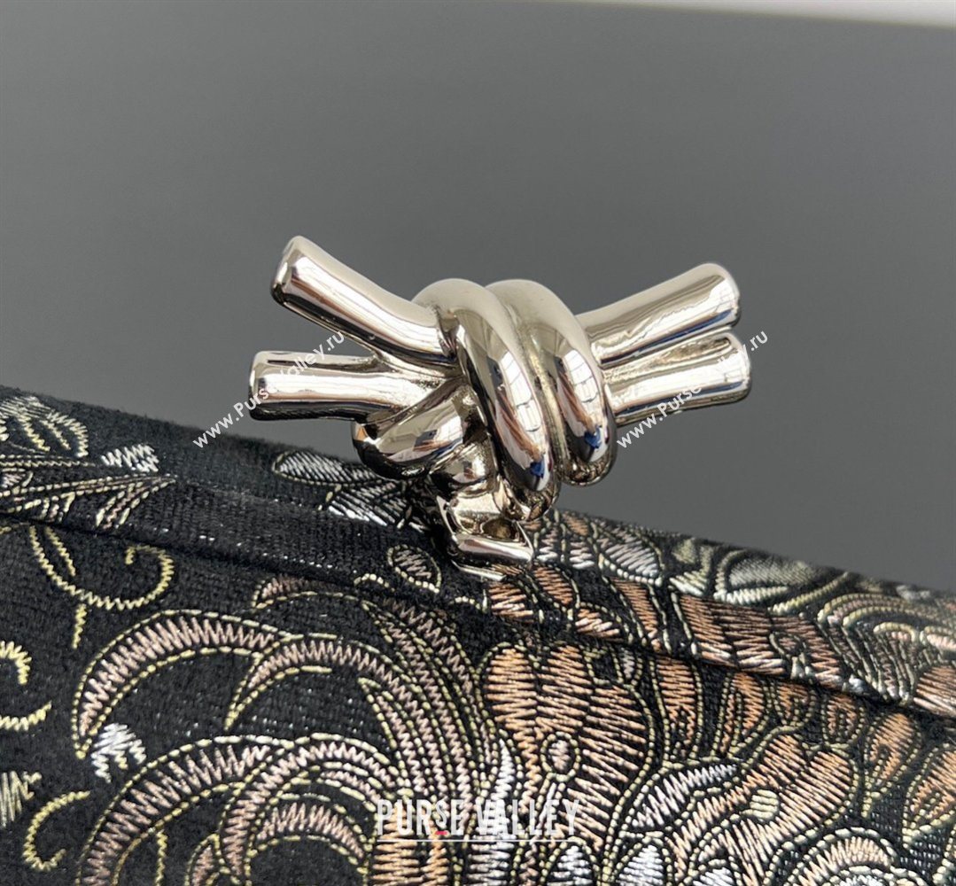 Bottega Veneta Classic Knot Clutch in Jacquard Velvet Gold/Silver/Black 2026 BV040165 (WT-260401008)