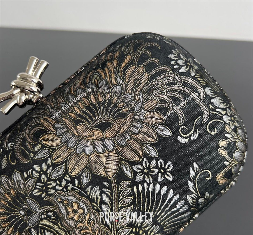 Bottega Veneta Classic Knot Clutch in Jacquard Velvet Gold/Silver/Black 2026 BV040165 (WT-260401008)