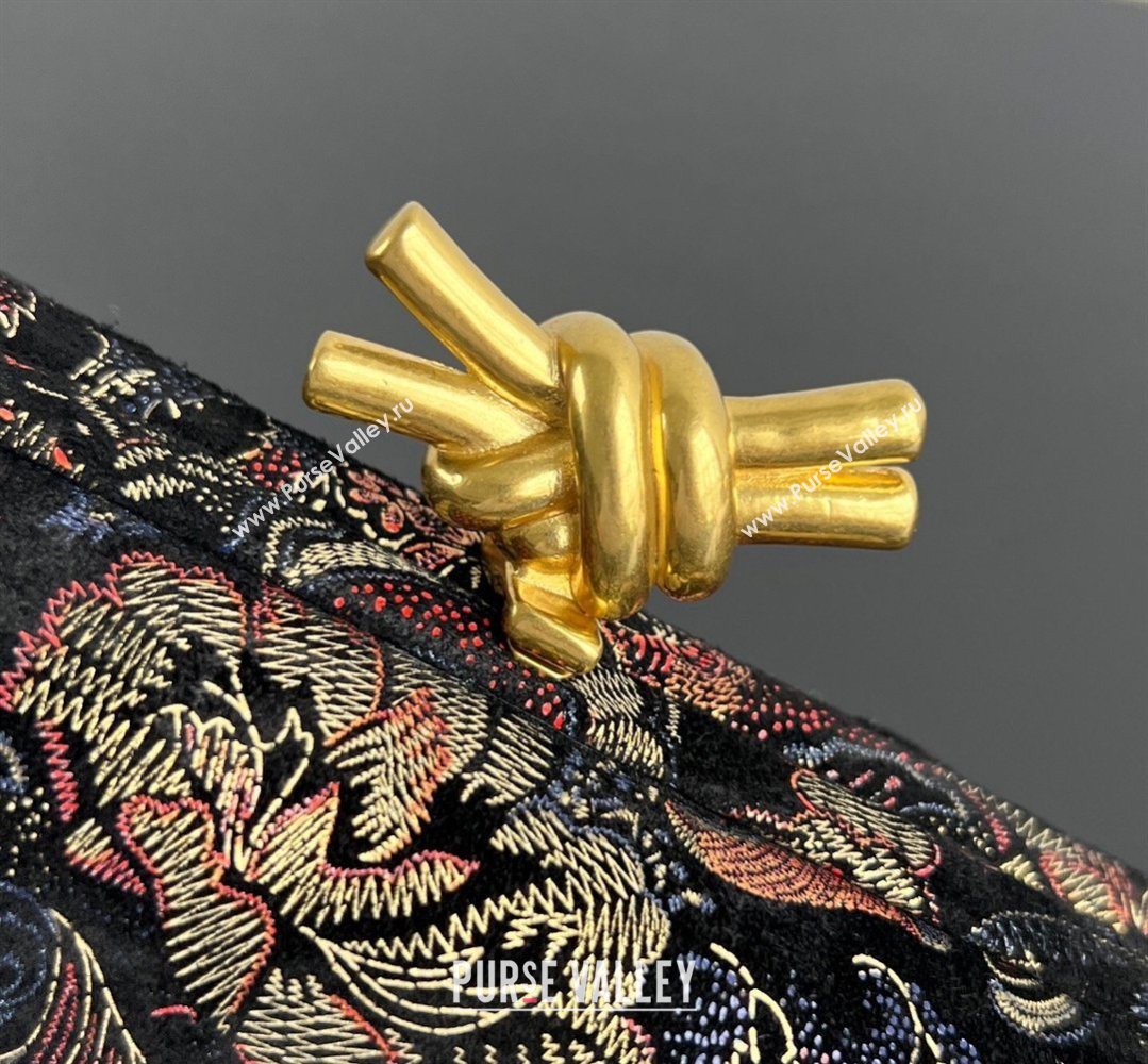 Bottega Veneta Classic Knot Clutch in Jacquard Velvet Burgundy/Black 2026 BV040164 (WT-260401009)