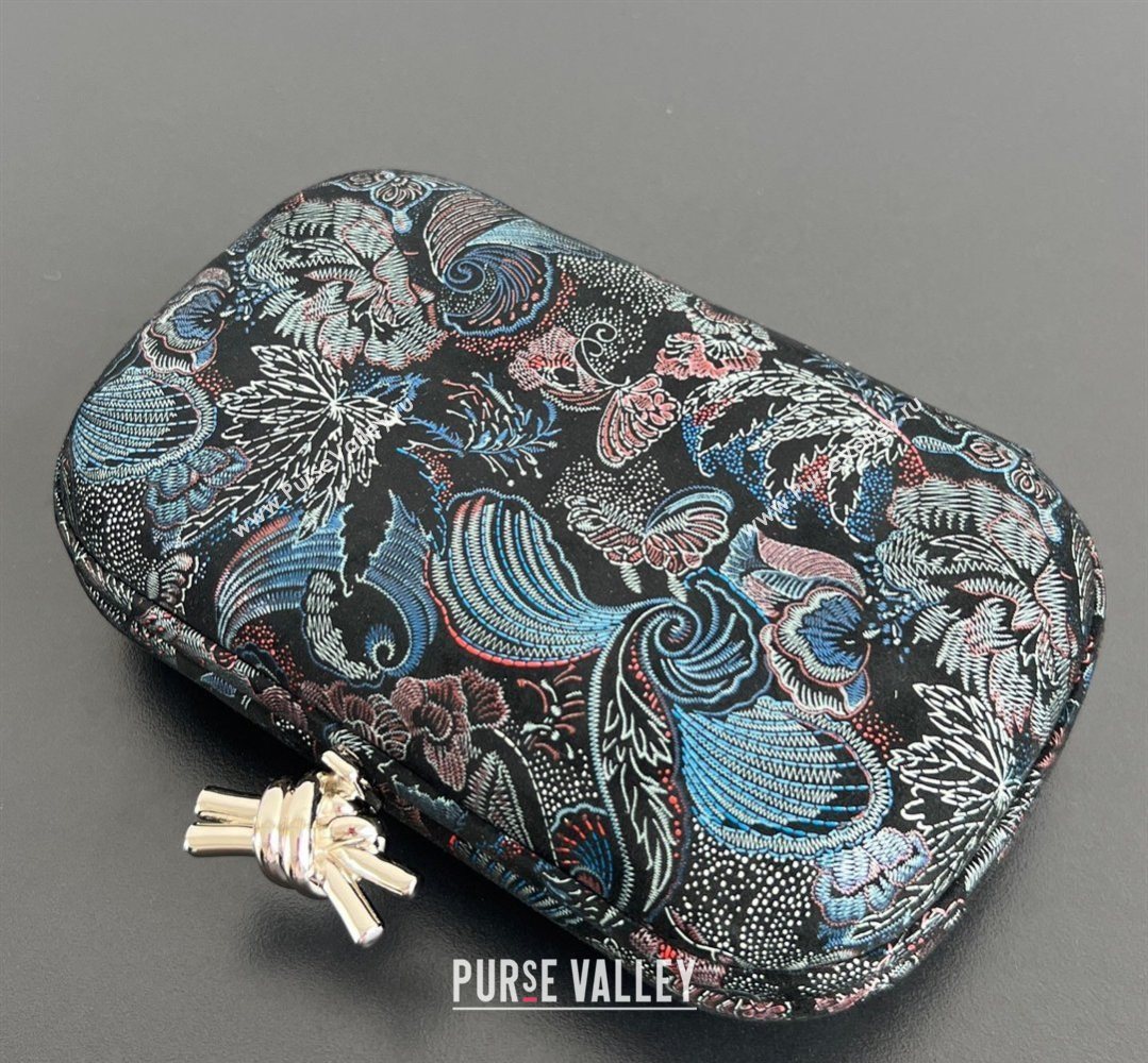 Bottega Veneta Classic Knot Clutch in Jacquard Velvet Blue/Red/Black 2026 BV040162 (WT-260401010)