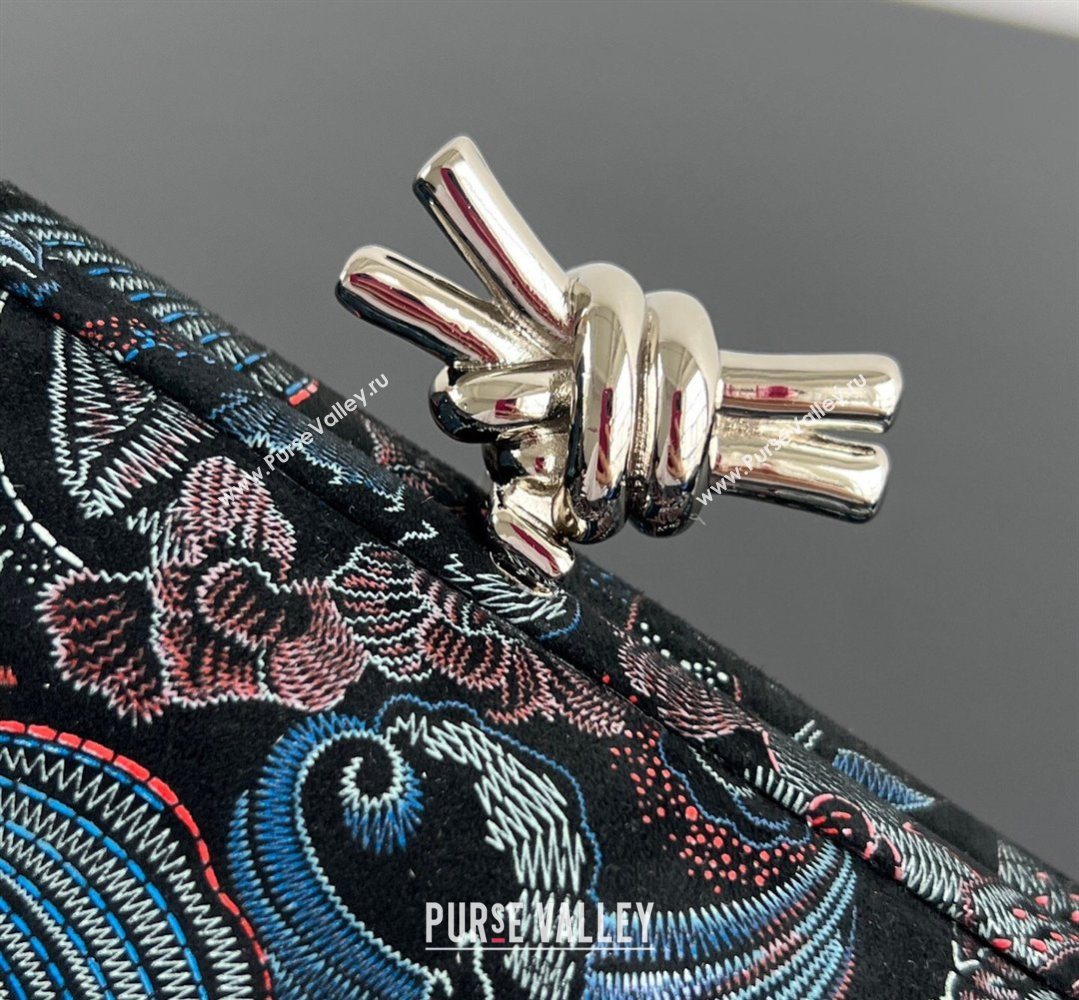 Bottega Veneta Classic Knot Clutch in Jacquard Velvet Blue/Red/Black 2026 BV040162 (WT-260401010)