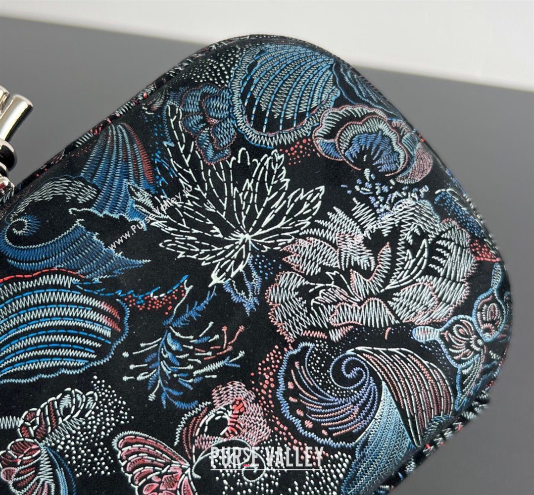 Bottega Veneta Classic Knot Clutch in Jacquard Velvet Blue/Red/Black 2026 BV040162 (WT-260401010)