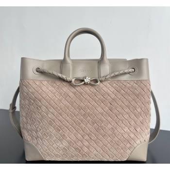 Bottega Veneta Mens Intrecciato Suede Andiamo Voyager Tote Bag Beige/Grey 2026 827066 (WT-260401020)