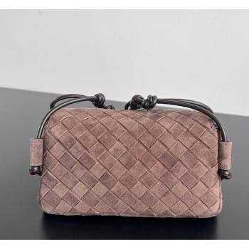 Bottega Veneta Notturno Mini Bag in Intrecciato Suede Brown/Fondant 2026 843893 (WT-260401023)