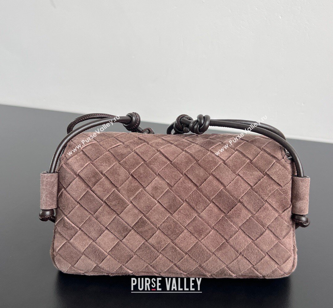 Bottega Veneta Notturno Mini Bag in Intrecciato Suede Brown/Fondant 2026 843893 (WT-260401023)