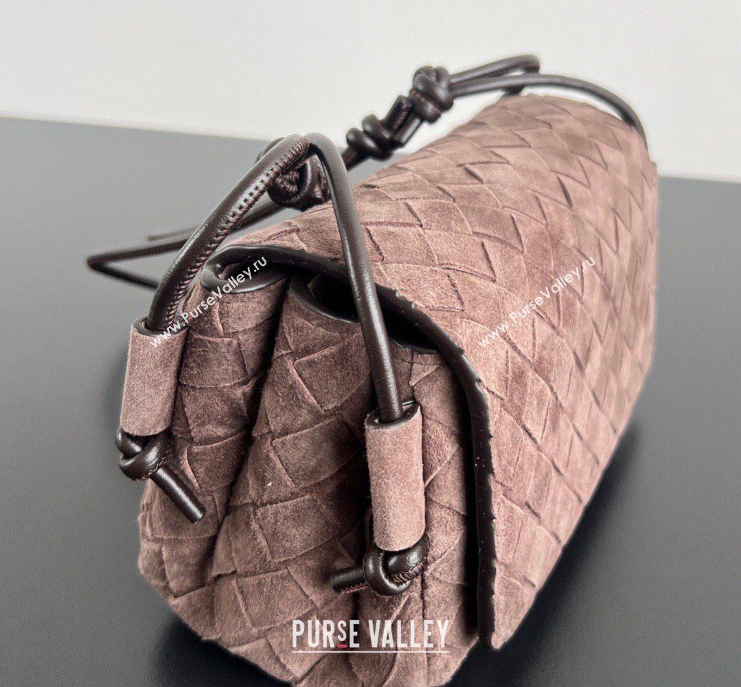 Bottega Veneta Notturno Mini Bag in Intrecciato Suede Brown/Fondant 2026 843893 (WT-260401023)