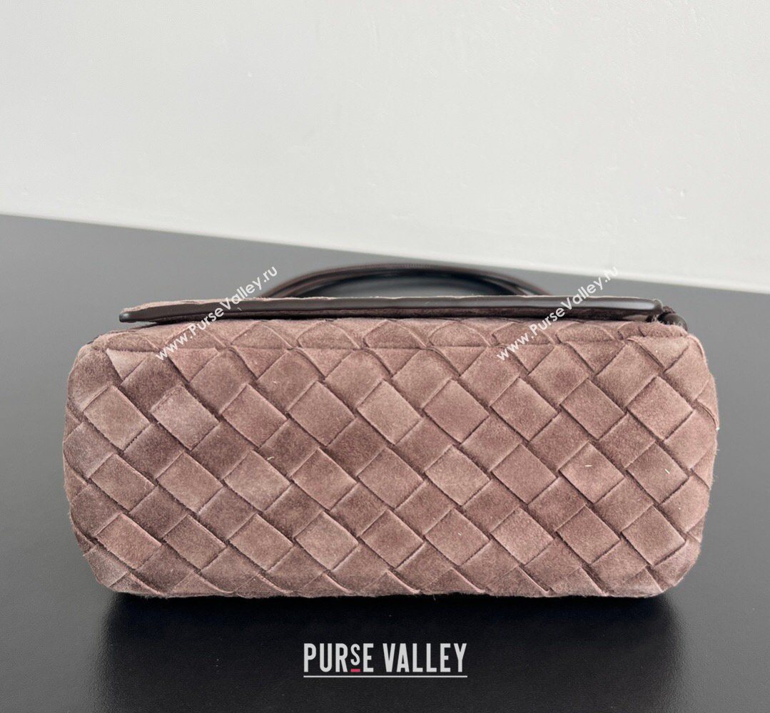 Bottega Veneta Notturno Mini Bag in Intrecciato Suede Brown/Fondant 2026 843893 (WT-260401023)
