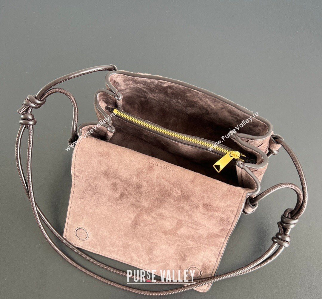 Bottega Veneta Notturno Mini Bag in Intrecciato Suede Brown/Fondant 2026 843893 (WT-260401023)