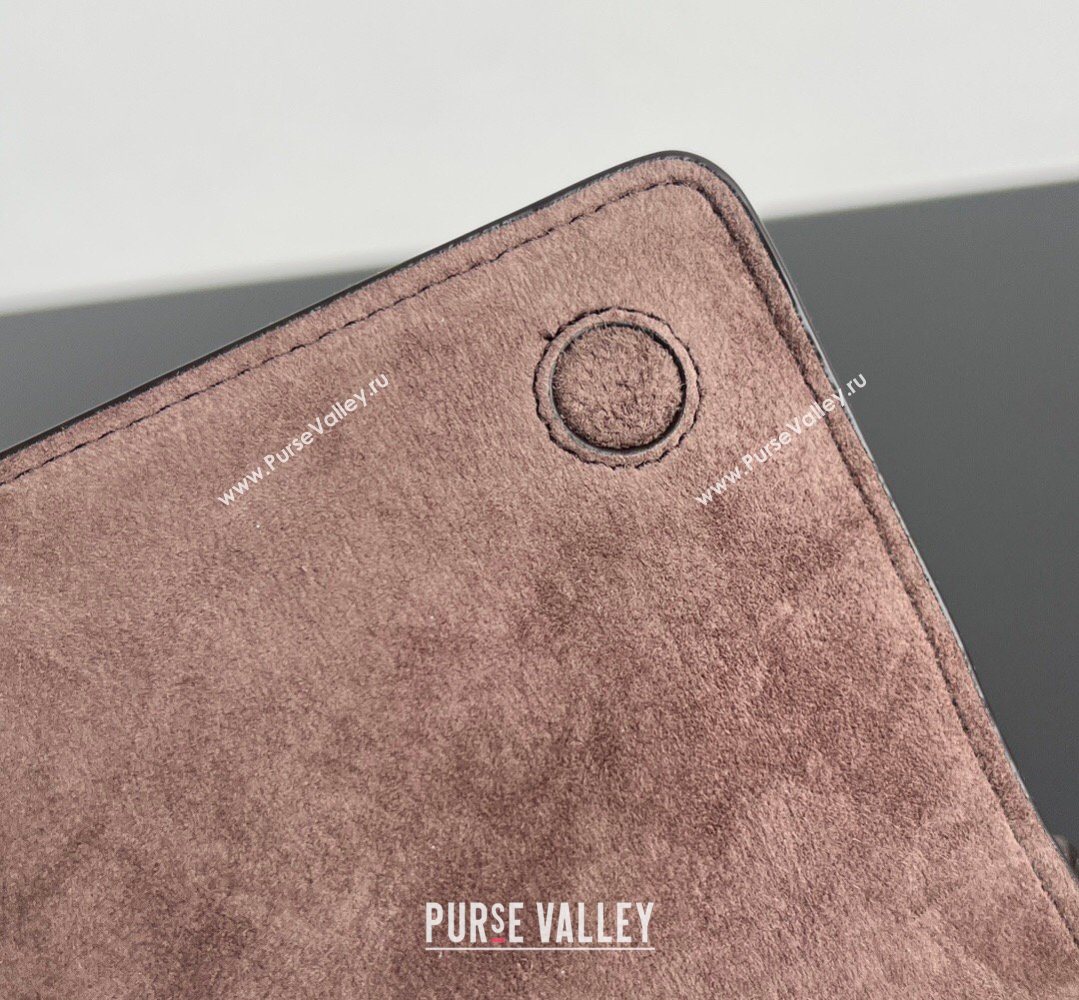 Bottega Veneta Notturno Mini Bag in Intrecciato Suede Brown/Fondant 2026 843893 (WT-260401023)