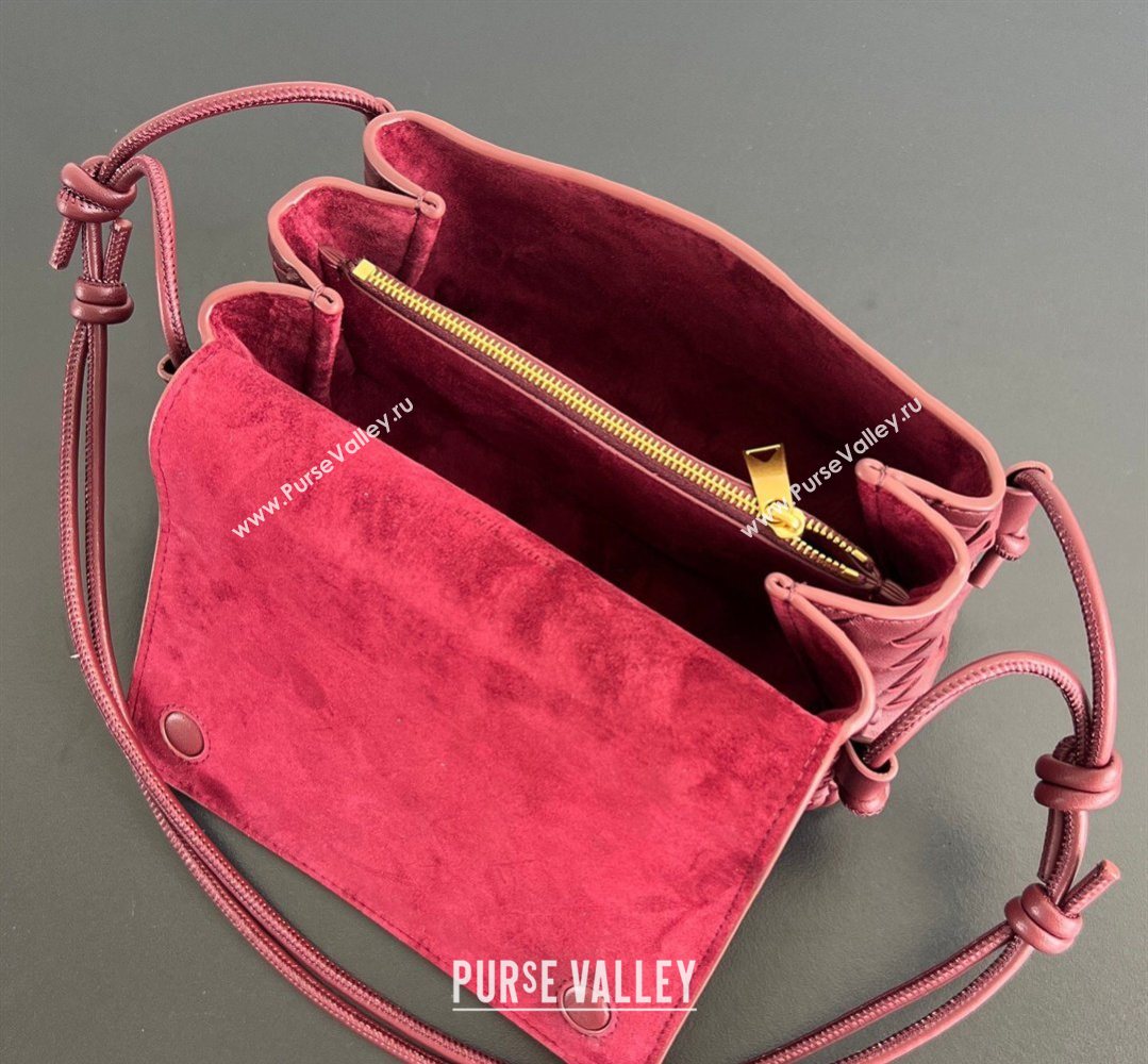 Bottega Veneta Notturno Mini Bag in Intrecciato Leather Barolo Red 2026 843893 (WT-260401024)