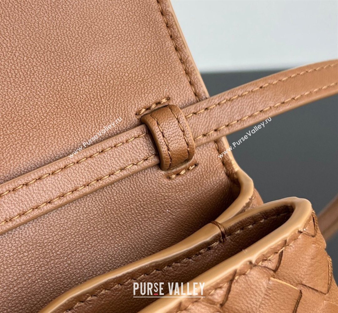 Bottega Veneta Knot Lock Cross-body Bag in Intrecciato Leather Amber Brown 2026 817191 (WT-260401027)