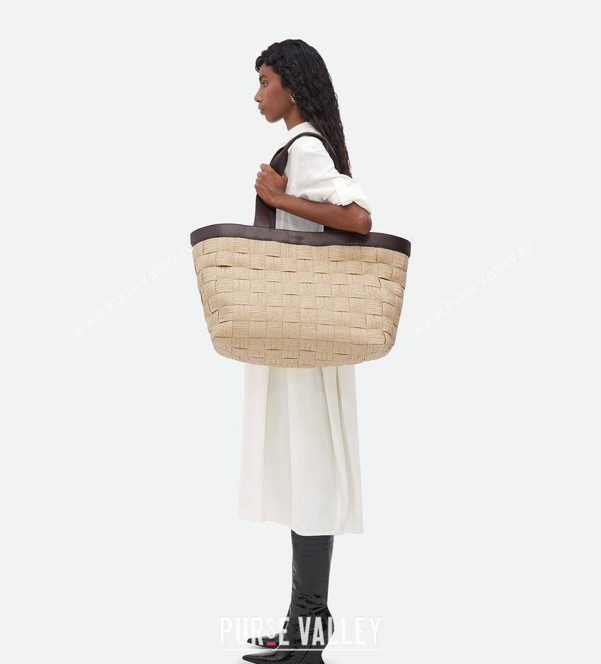 Bottega Veneta Raffia Straw Tote Bag Beige 2026 730847 (WT-260401029)