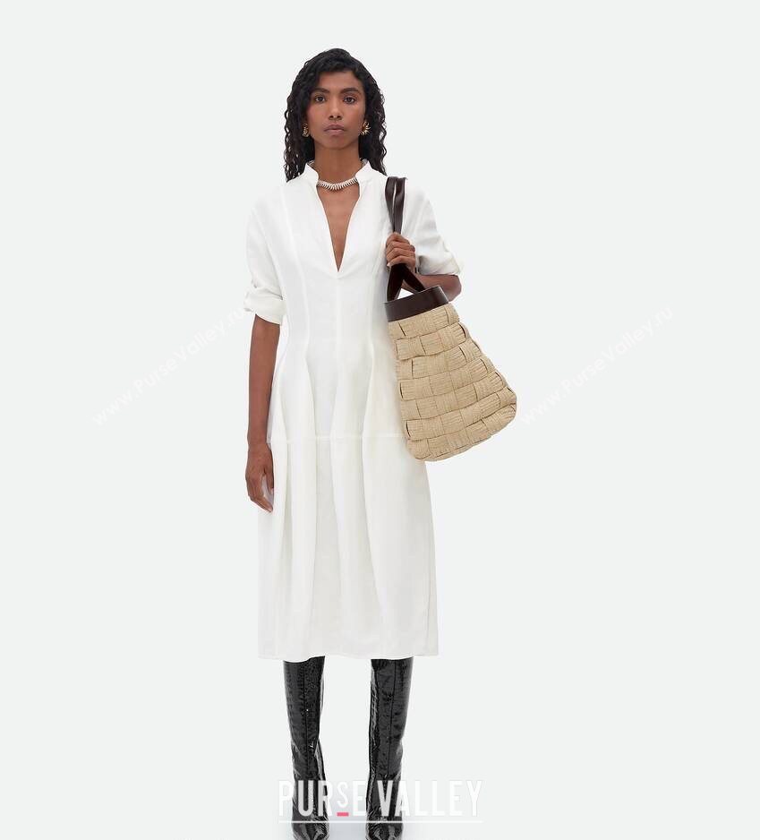 Bottega Veneta Raffia Straw Tote Bag Beige 2026 730847 (WT-260401029)