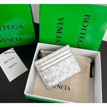 Bottega Veneta Intrecciato Leather Credit Card Case Silver 2026 743209 (WT-260401033)