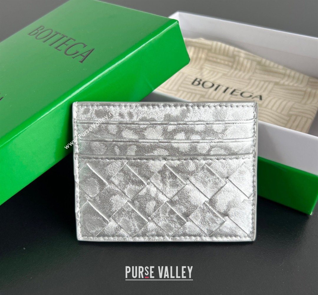 Bottega Veneta Intrecciato Leather Credit Card Case Silver 2026 743209 (WT-260401033)