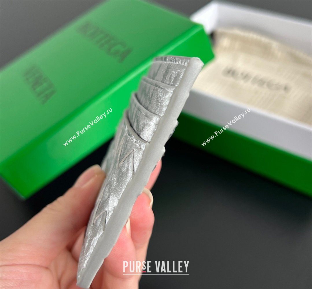 Bottega Veneta Intrecciato Leather Credit Card Case Silver 2026 743209 (WT-260401033)