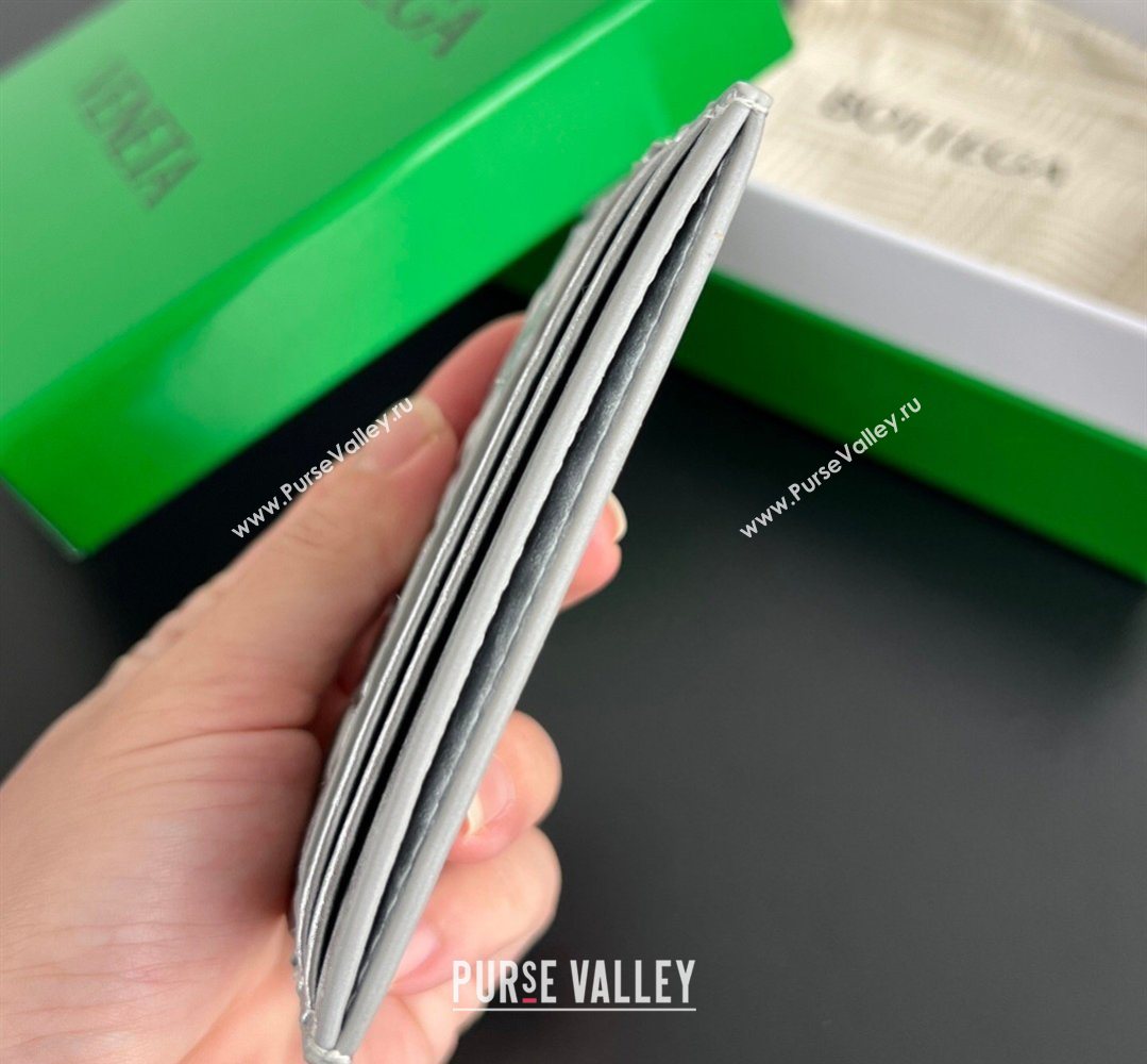 Bottega Veneta Intrecciato Leather Credit Card Case Silver 2026 743209 (WT-260401033)