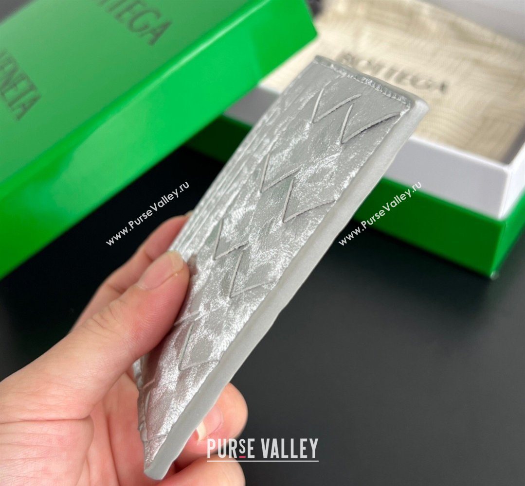 Bottega Veneta Intrecciato Leather Credit Card Case Silver 2026 743209 (WT-260401033)