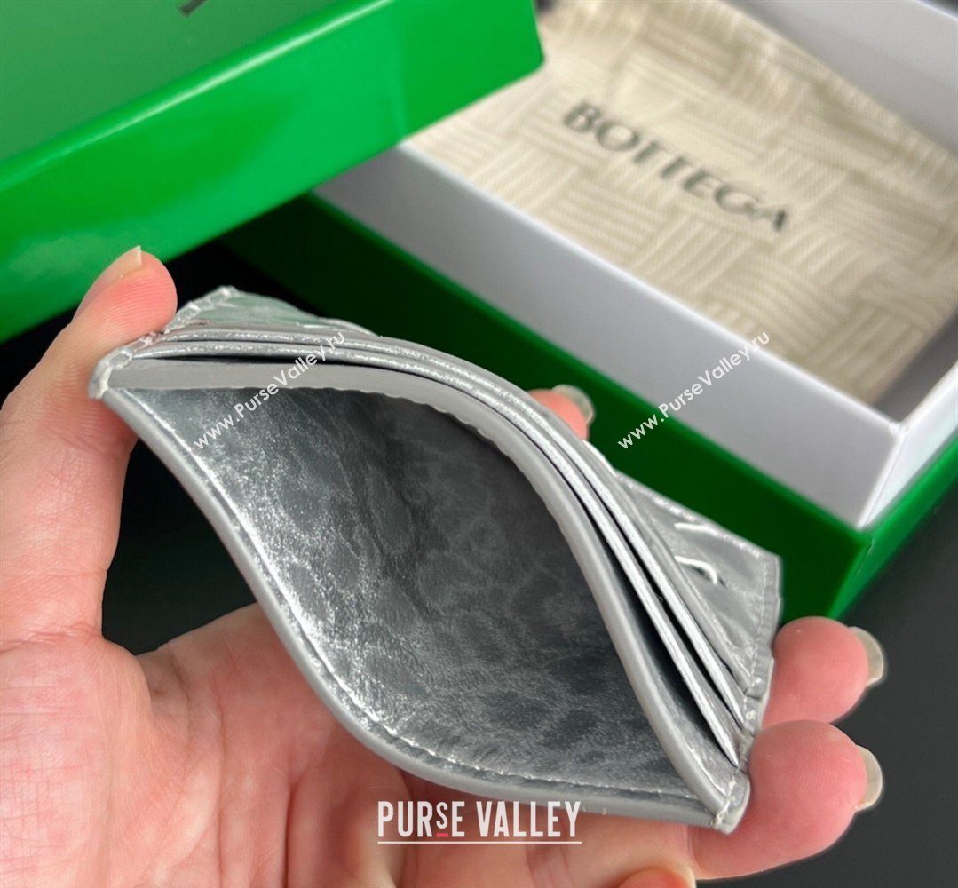 Bottega Veneta Intrecciato Leather Credit Card Case Silver 2026 743209 (WT-260401033)