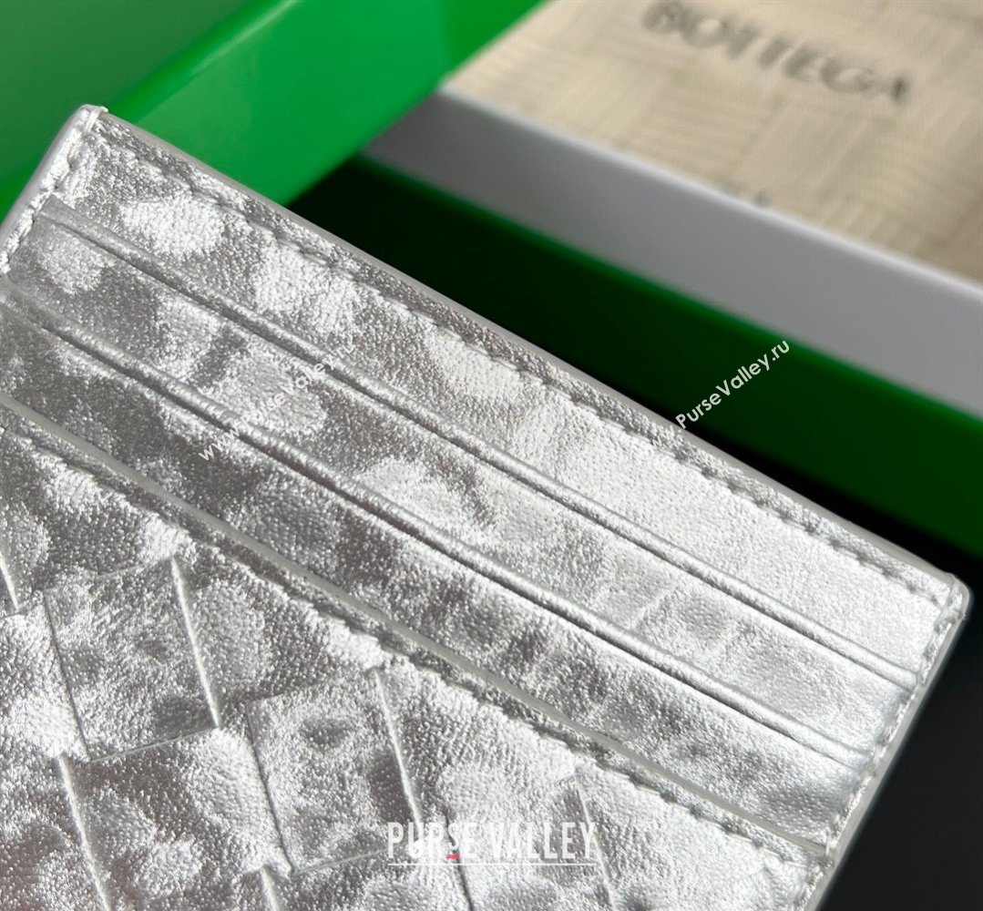 Bottega Veneta Intrecciato Leather Credit Card Case Silver 2026 743209 (WT-260401033)