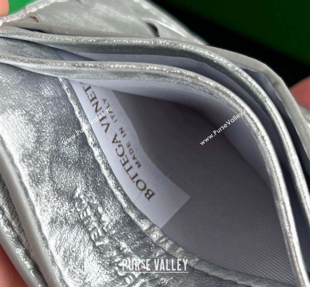 Bottega Veneta Intrecciato Leather Credit Card Case Silver 2026 743209 (WT-260401033)