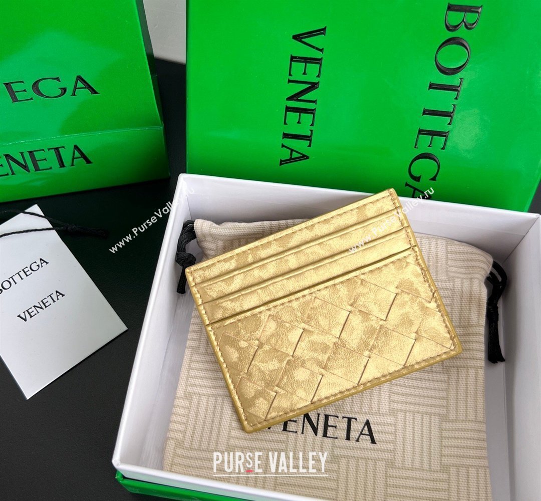 Bottega Veneta Intrecciato Leather Credit Card Case Gold 2026 743209 (WT-260401034)