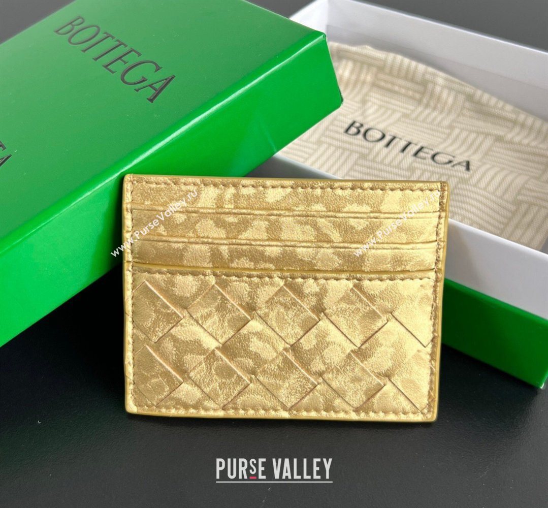 Bottega Veneta Intrecciato Leather Credit Card Case Gold 2026 743209 (WT-260401034)