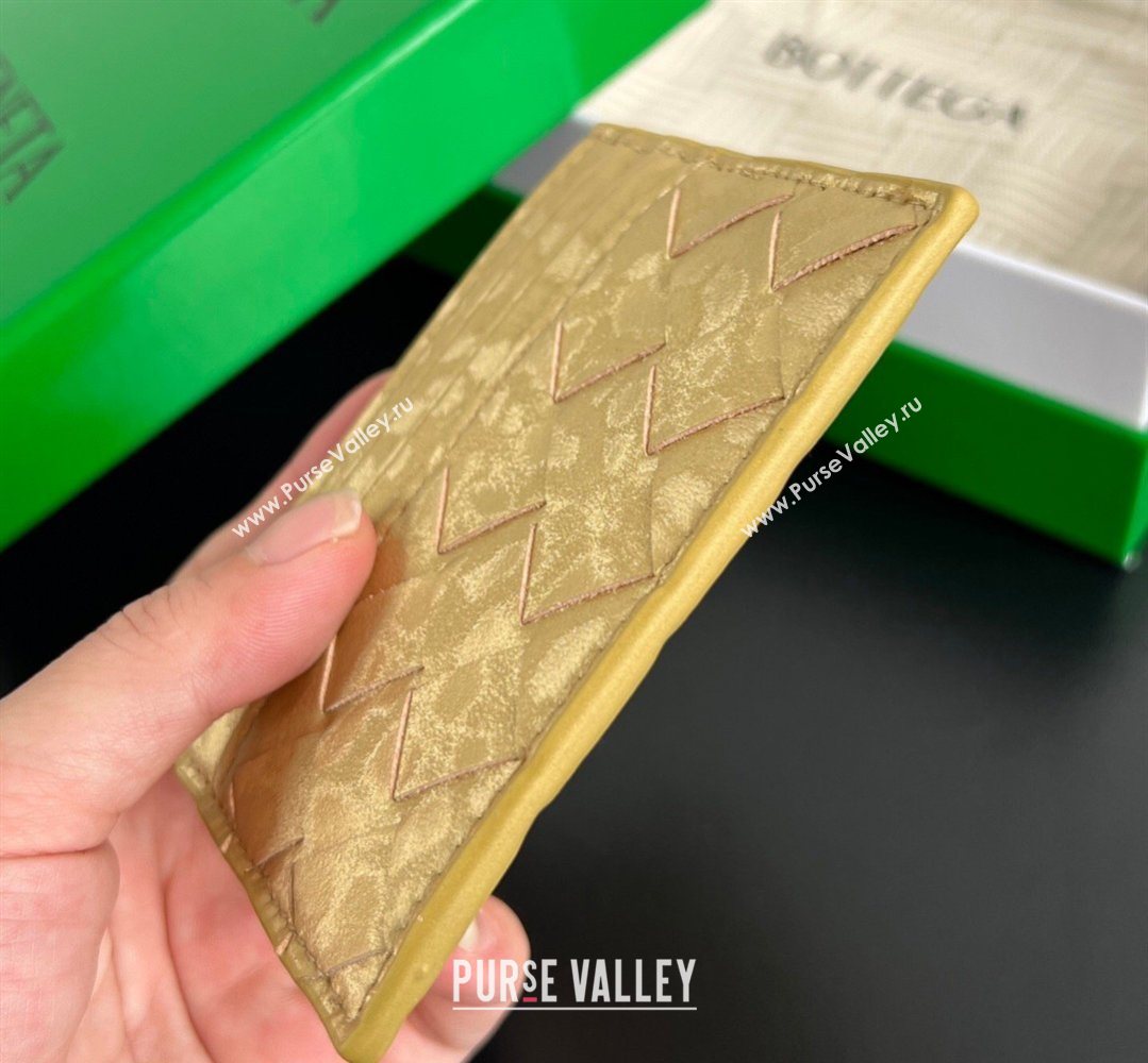 Bottega Veneta Intrecciato Leather Credit Card Case Gold 2026 743209 (WT-260401034)