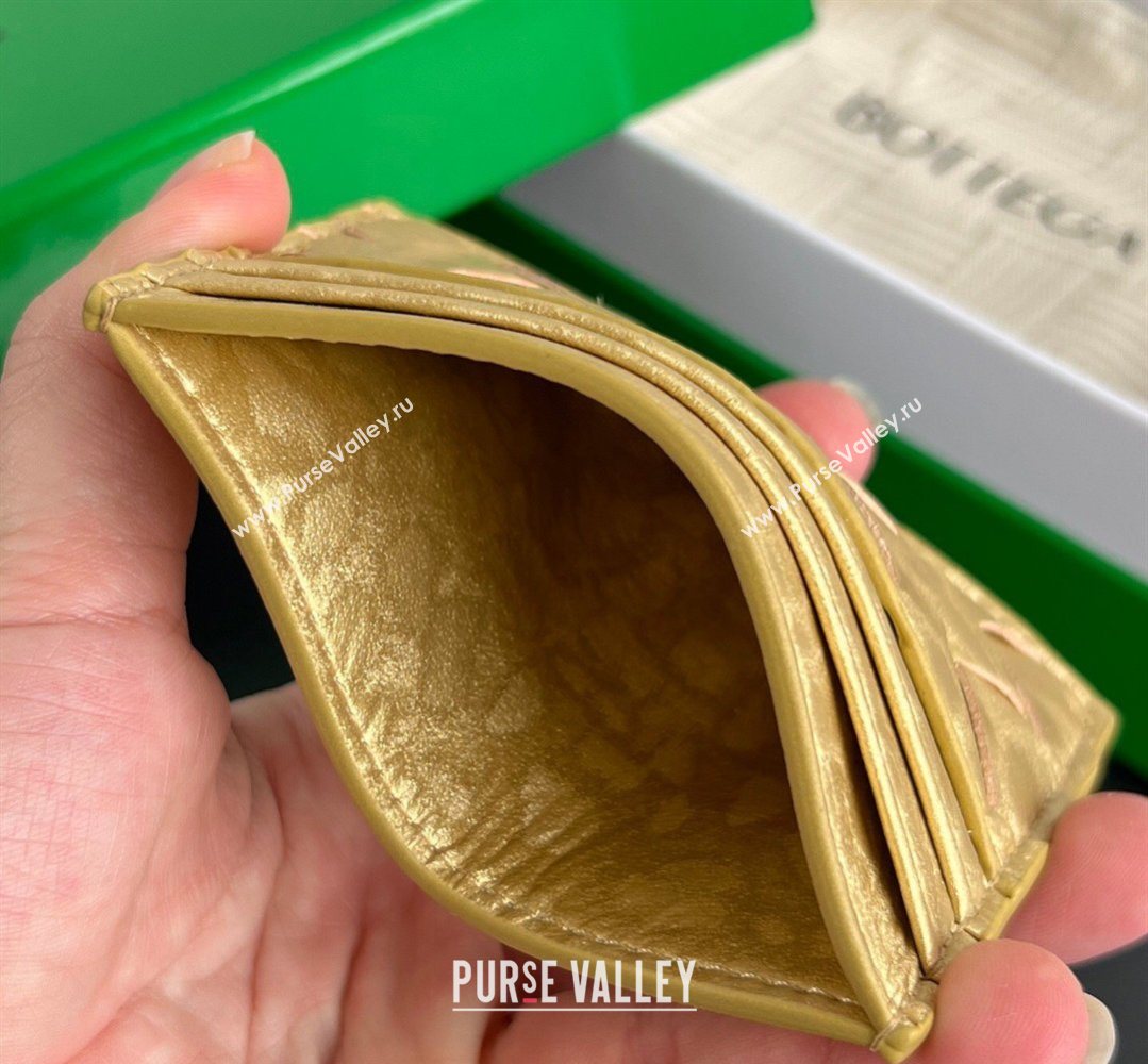 Bottega Veneta Intrecciato Leather Credit Card Case Gold 2026 743209 (WT-260401034)