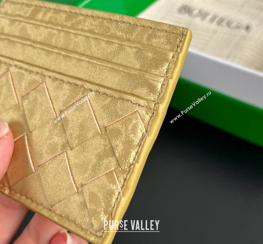 Bottega Veneta Intrecciato Leather Credit Card Case Gold 2026 743209 (WT-260401034)