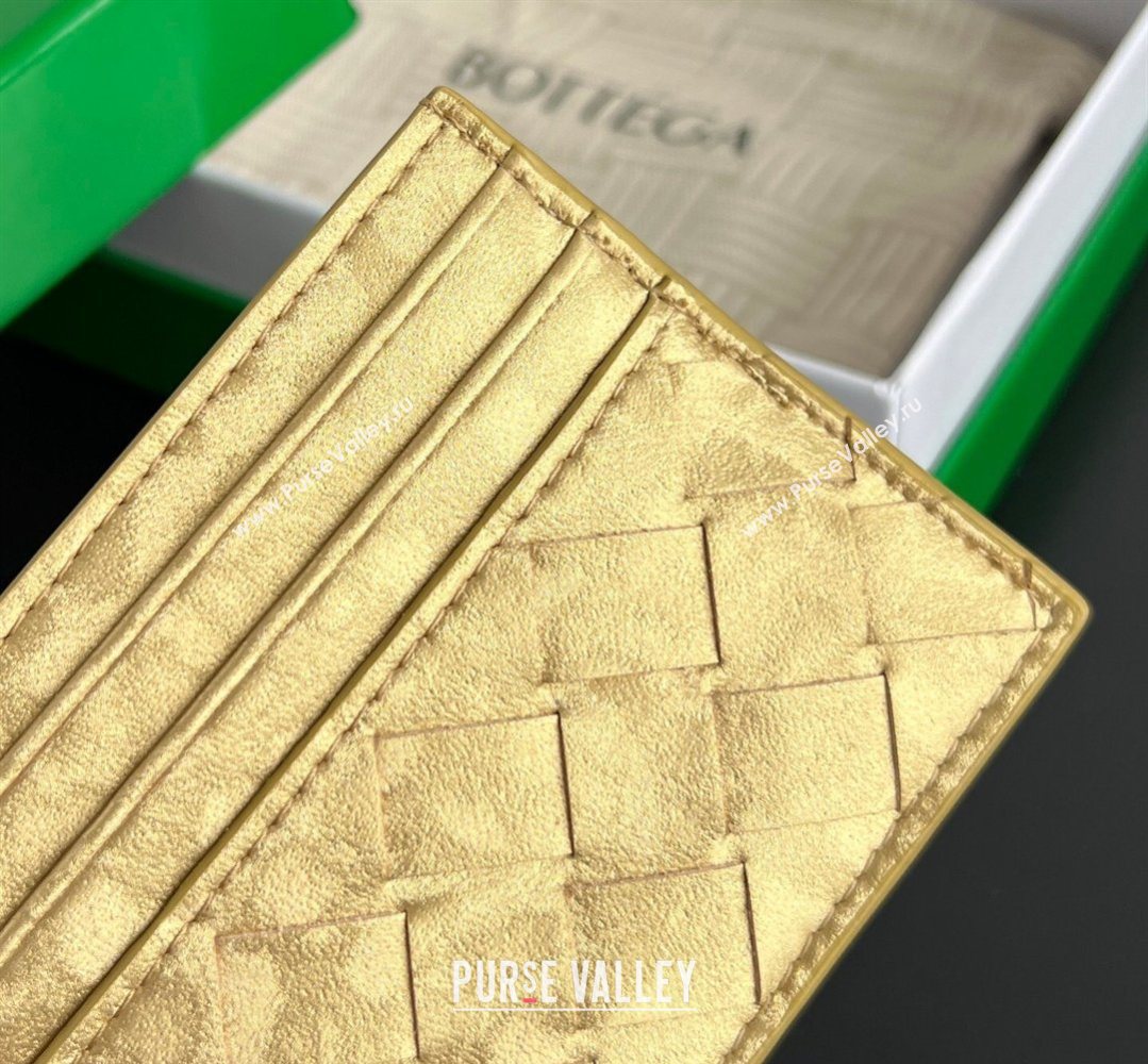 Bottega Veneta Intrecciato Leather Credit Card Case Gold 2026 743209 (WT-260401034)
