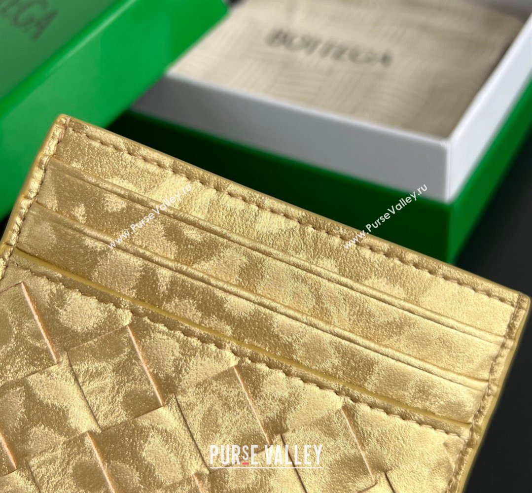 Bottega Veneta Intrecciato Leather Credit Card Case Gold 2026 743209 (WT-260401034)