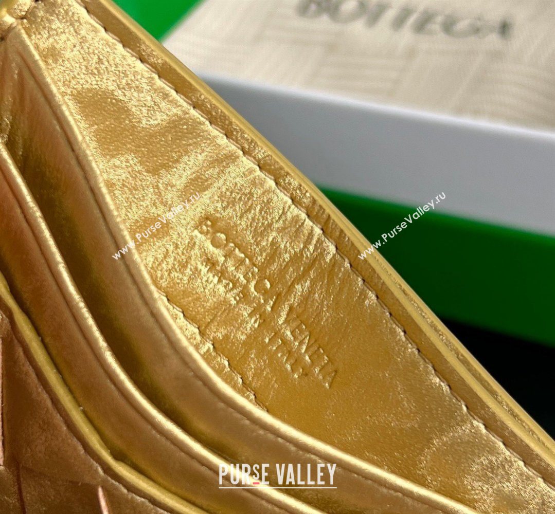 Bottega Veneta Intrecciato Leather Credit Card Case Gold 2026 743209 (WT-260401034)