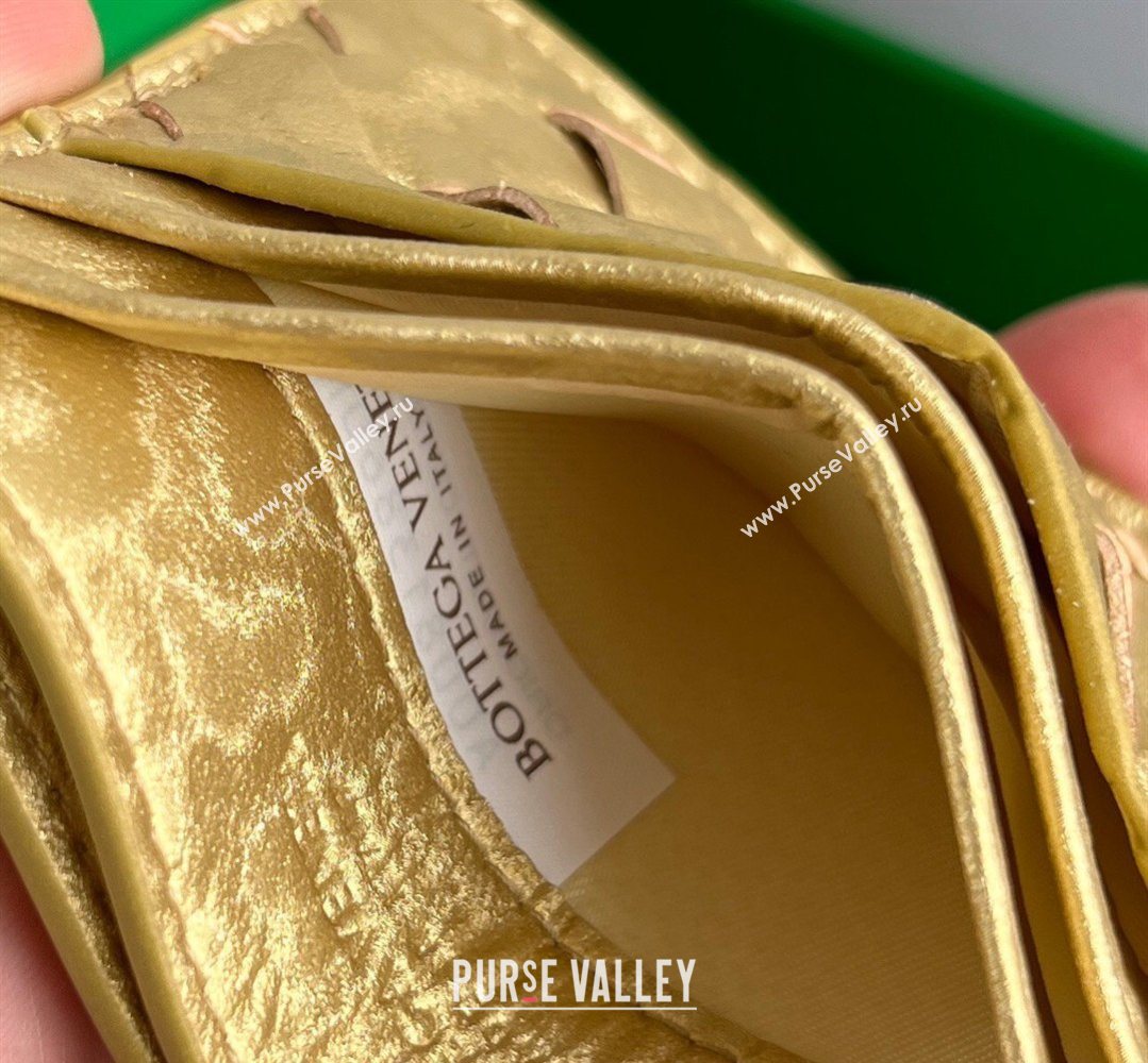 Bottega Veneta Intrecciato Leather Credit Card Case Gold 2026 743209 (WT-260401034)