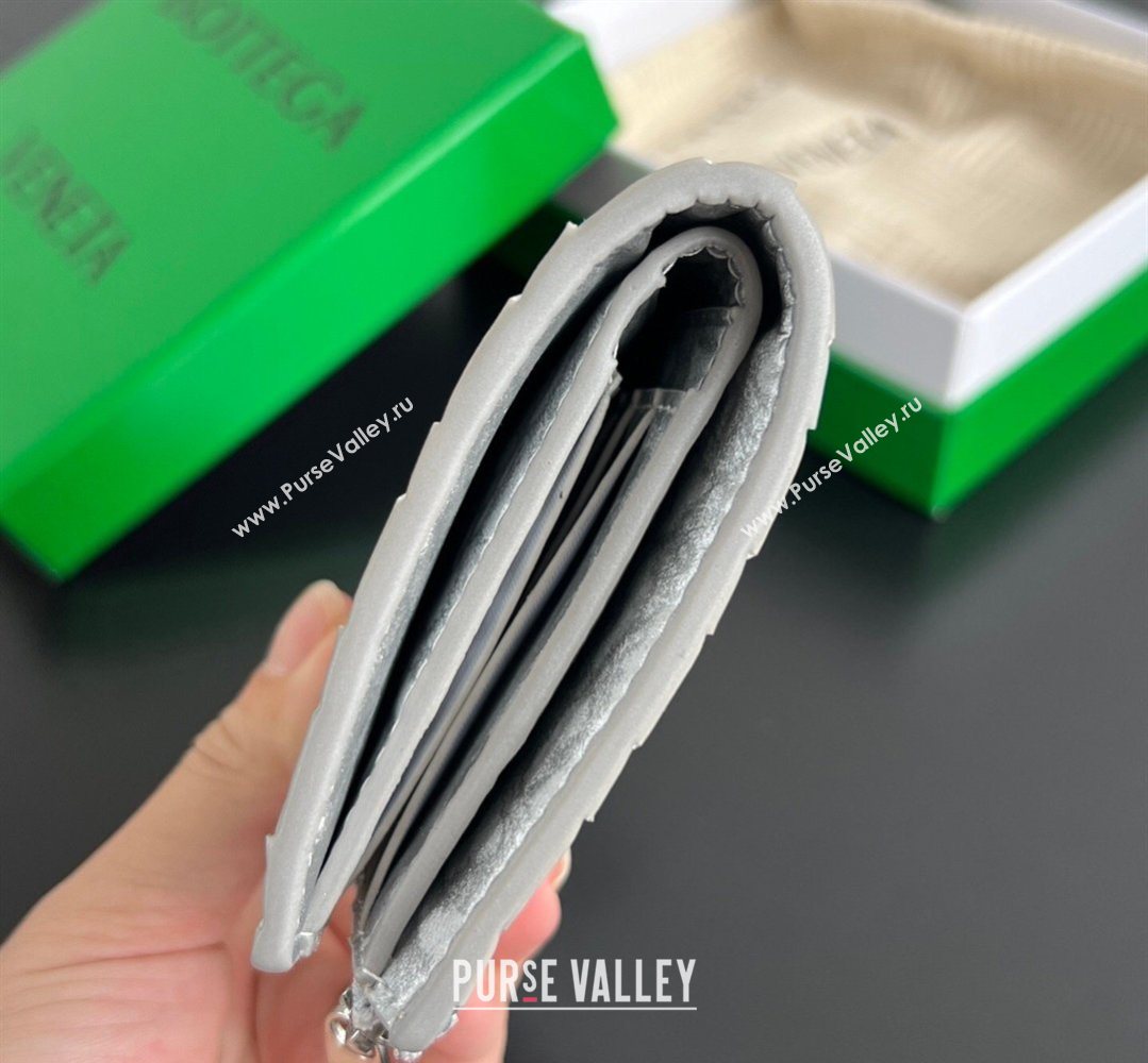 Bottega Veneta Medium Bi-Fold Wallet in Intrecciato Leather Frog Silver 2026 667468 (WT-260401038)