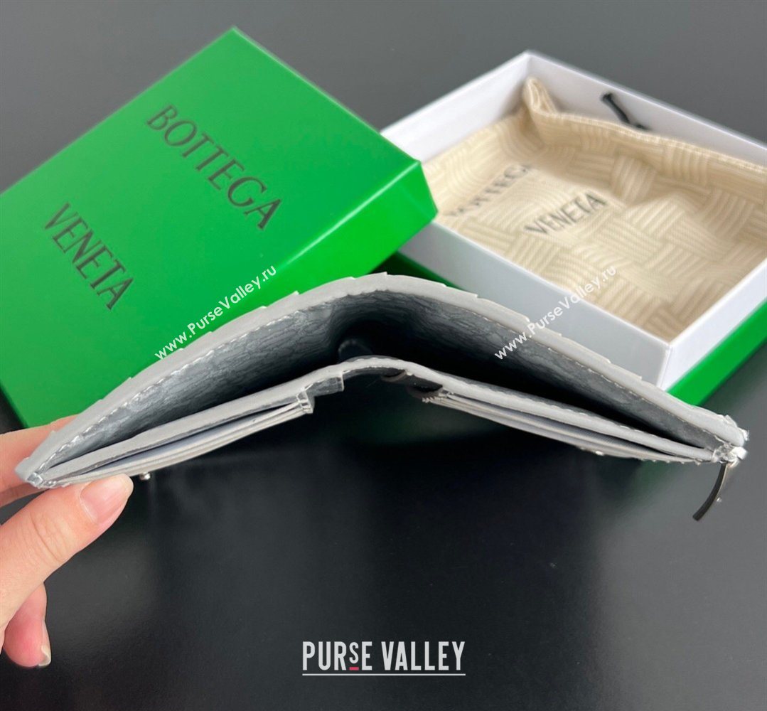 Bottega Veneta Medium Bi-Fold Wallet in Intrecciato Leather Frog Silver 2026 667468 (WT-260401038)