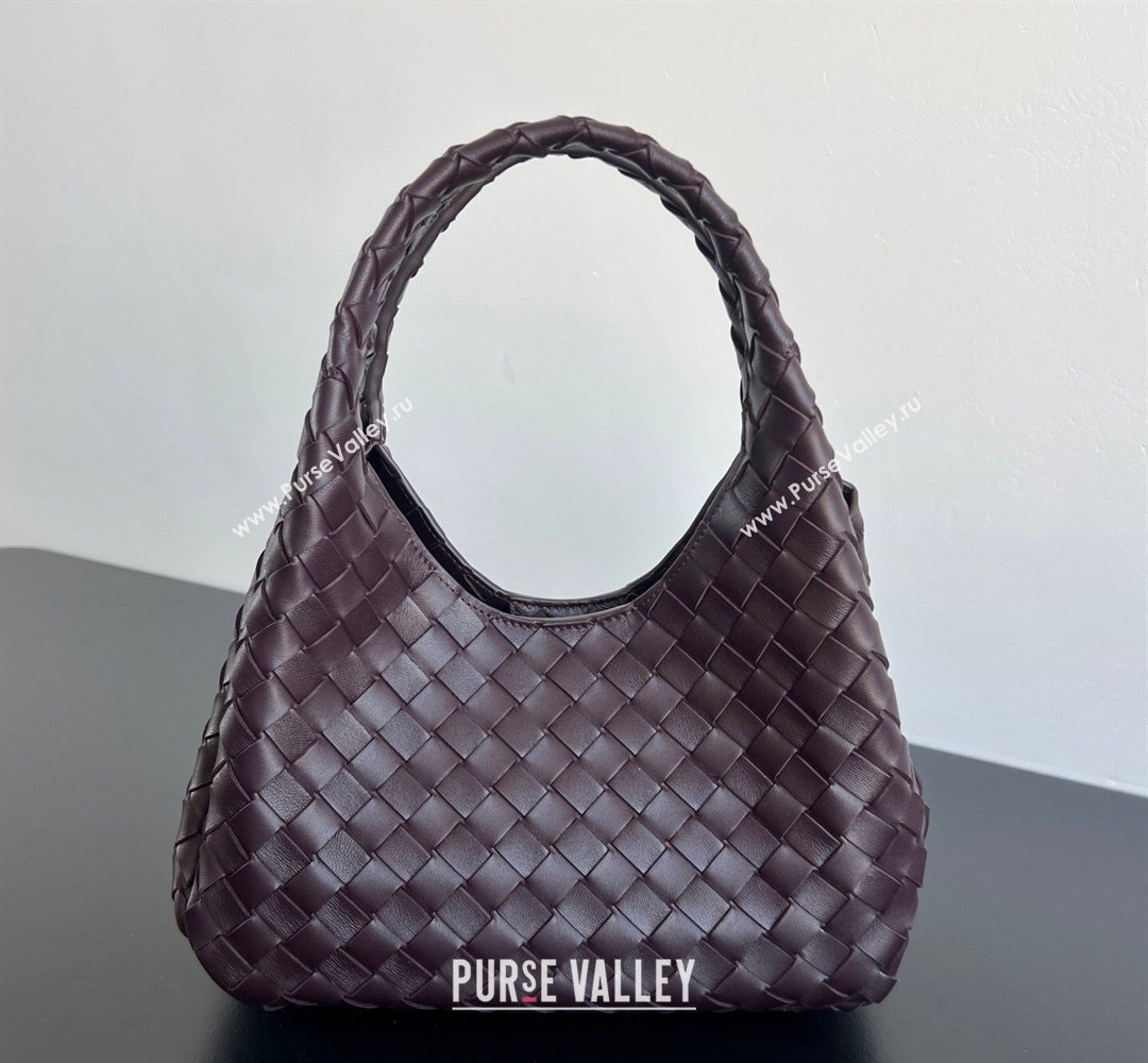 Bottega Veneta Small Campana Hobo Bag in Intrecciato Leather Dark Barolo Red 2026 854248 (WT-260401054)