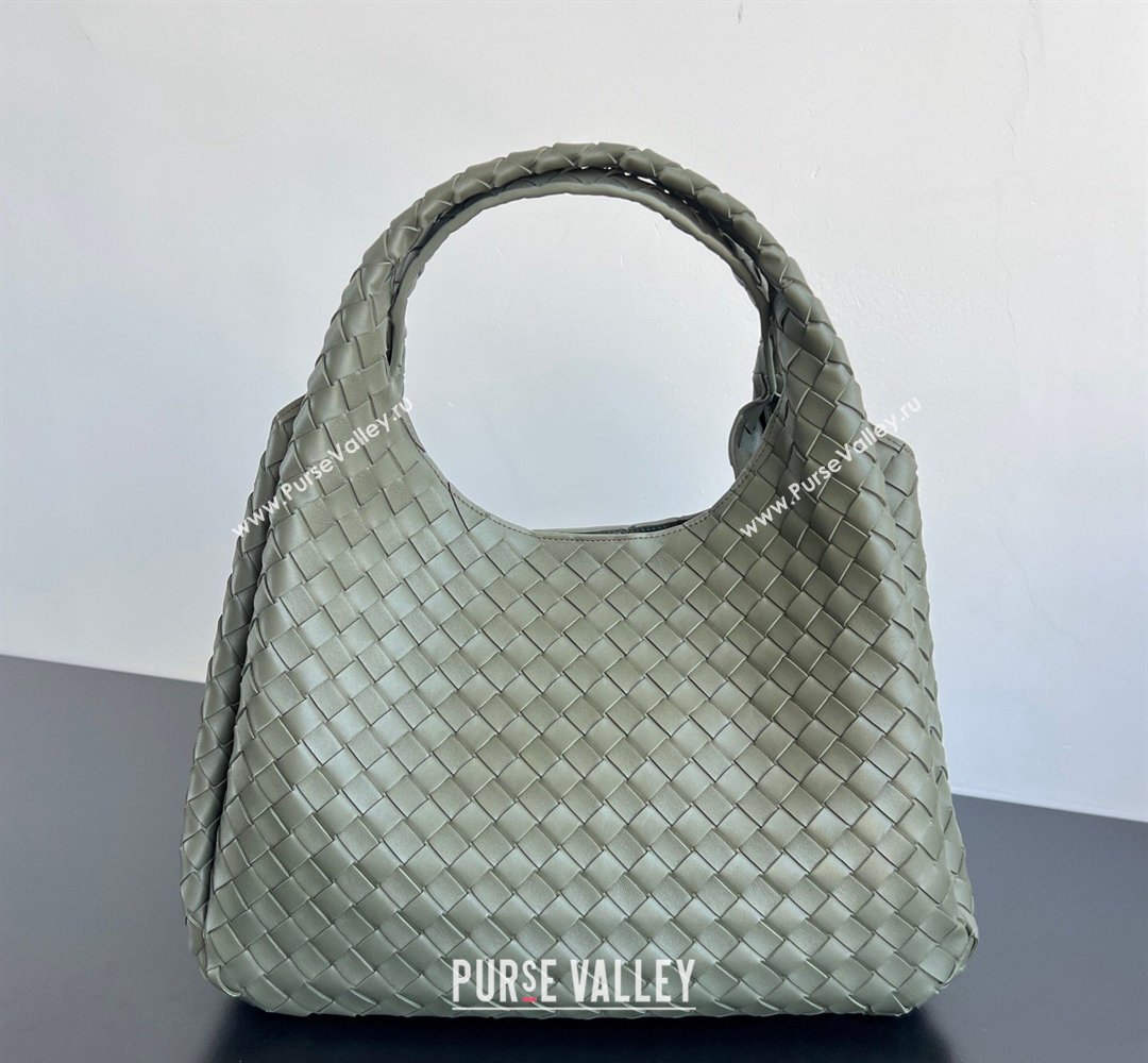 Bottega Veneta Large Campana Shoulder Bag in Intrecciato Leather Pickle Green 2026 844250 (WT-260401056)
