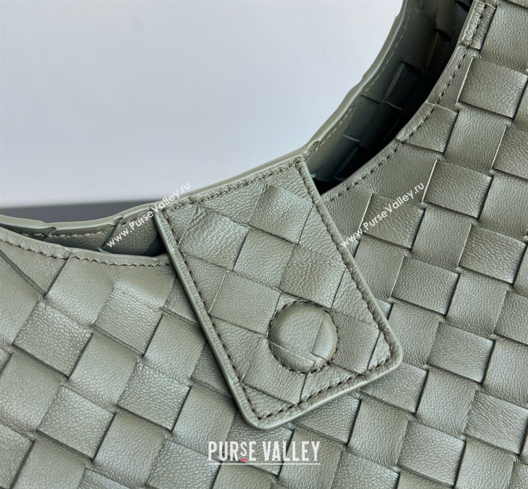 Bottega Veneta Large Campana Shoulder Bag in Intrecciato Leather Pickle Green 2026 844250 (WT-260401056)