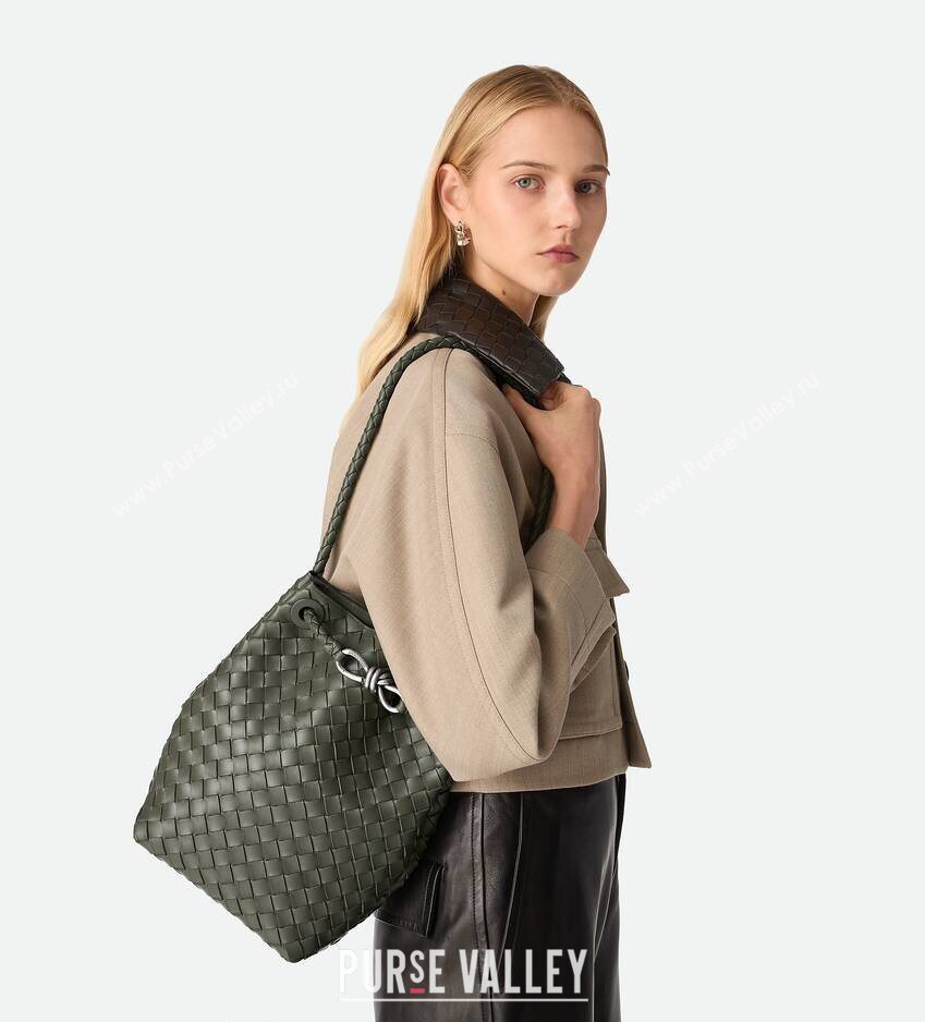 Bottega Veneta Andiamo Small Bucket Bag in Intrecciato Leather Pickle Green 2026 855759 (WT-260401061)